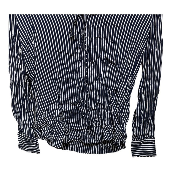 Gap Navy White Striped Button Up Tie Neck Blouse Size XS NWT - Picture 2 of 7